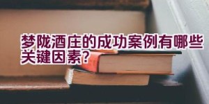 梦陇酒庄的成功案例有哪些关键因素？