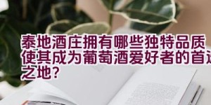 泰地酒庄拥有哪些独特品质使其成为葡萄酒爱好者的首选之地？