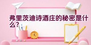 弗里茨迪诗酒庄的秘密是什么？