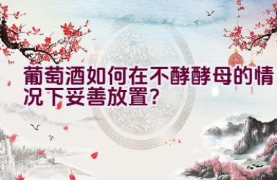 葡萄酒如何在不酵酵母的情况下妥善放置？