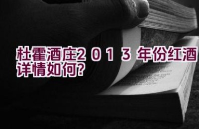 杜霍酒庄2013年份红酒详情如何？