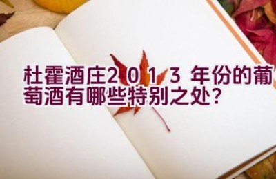 杜霍酒庄2013年份的葡萄酒有哪些特别之处？