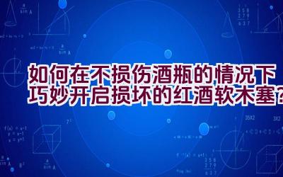 如何在不损伤酒瓶的情况下巧妙开启损坏的红酒软木塞？插图