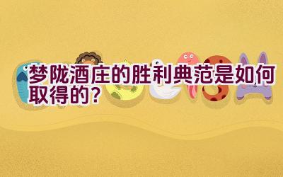 梦陇酒庄的胜利典范是如何取得的？插图