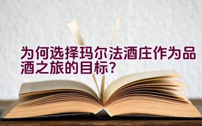 为何选择玛尔法酒庄作为品酒之旅的目标？插图