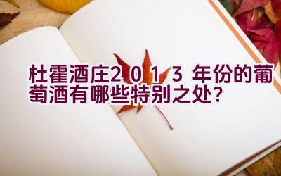 杜霍酒庄2013年份的葡萄酒有哪些特别之处？插图